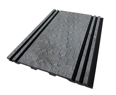 Tấm ốp tường PS kết cấu bằng đá màu xám hiện đại với bề mặt hình học